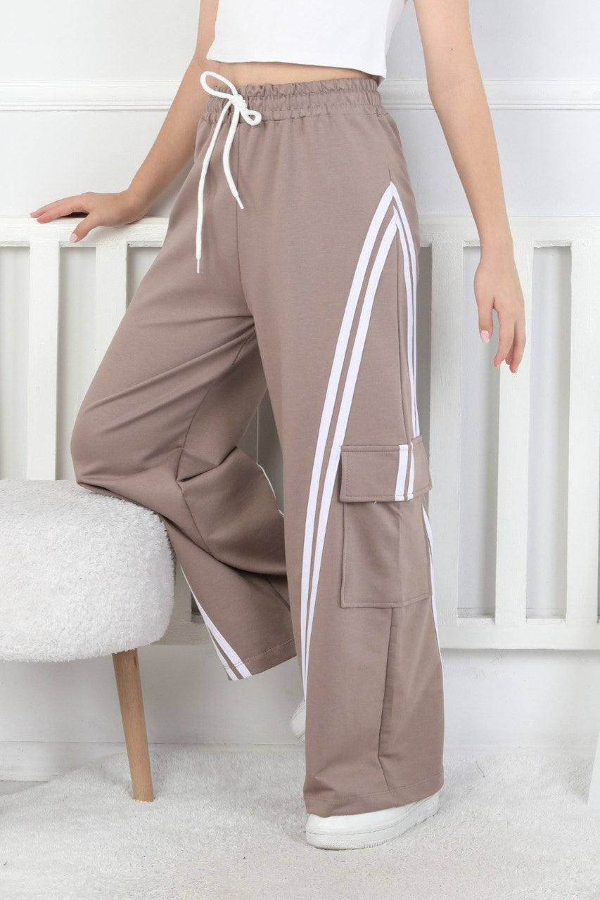 Kargo Cepli Bol Paça Kız Çocuk Eşofman Altı