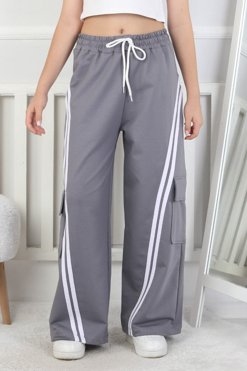 Kargo Cepli Bol Paça Kız Çocuk Eşofman Altı