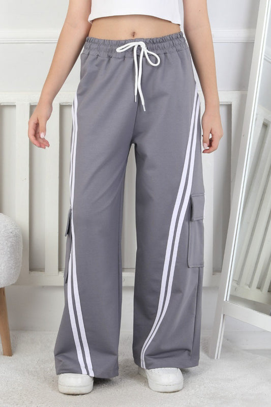 Kargo Cepli Bol Paça Kız Çocuk Eşofman Altı