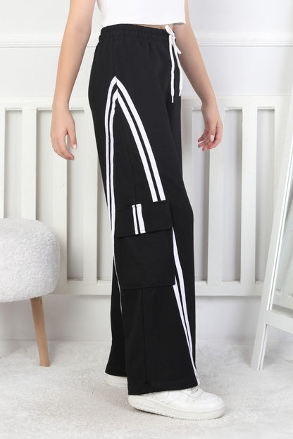 Kargo Cepli Bol Paça Kız Çocuk Eşofman Altı