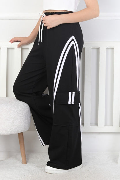 Kargo Cepli Bol Paça Kız Çocuk Eşofman Altı