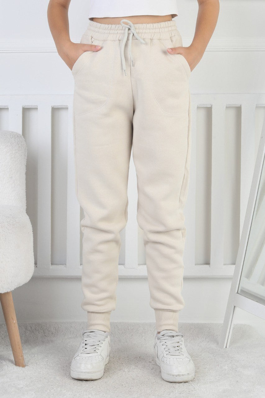 Şardonlu 3 İplik Düz Kız Çocuk Eşofman Altı