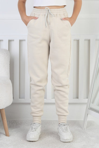 Şardonlu 3 İplik Düz Kız Çocuk Eşofman Altı