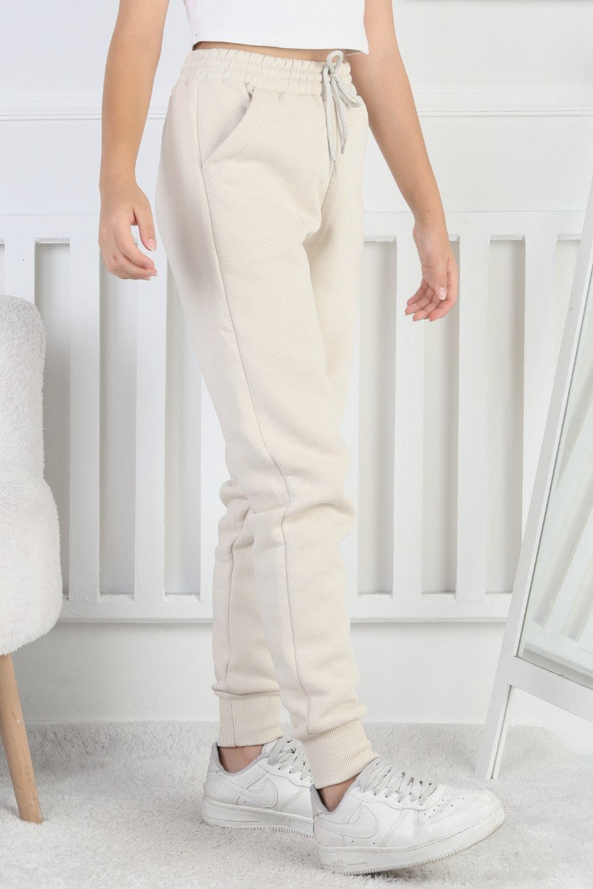 Şardonlu 3 İplik Düz Kız Çocuk Eşofman Altı