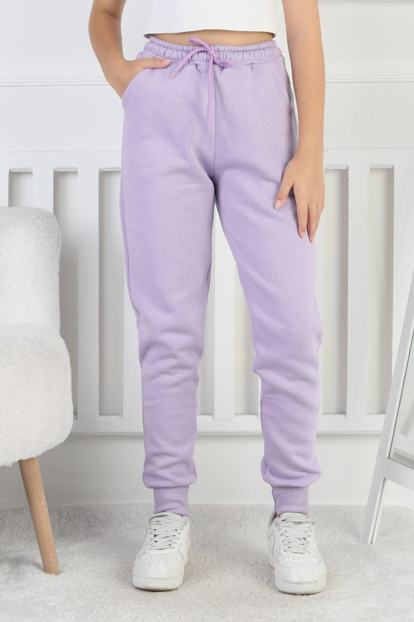 Şardonlu 3 İplik Düz Kız Çocuk Eşofman Altı