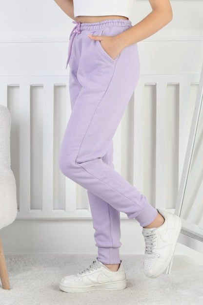 Şardonlu 3 İplik Düz Kız Çocuk Eşofman Altı