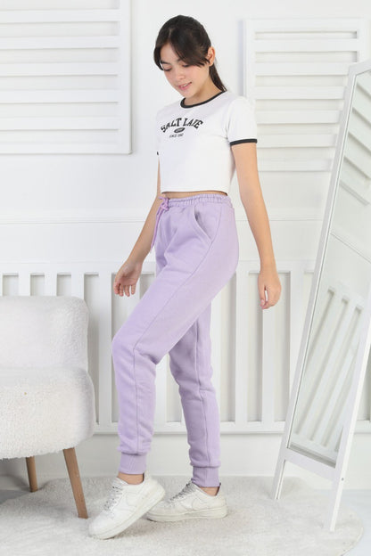 Şardonlu 3 İplik Düz Kız Çocuk Eşofman Altı