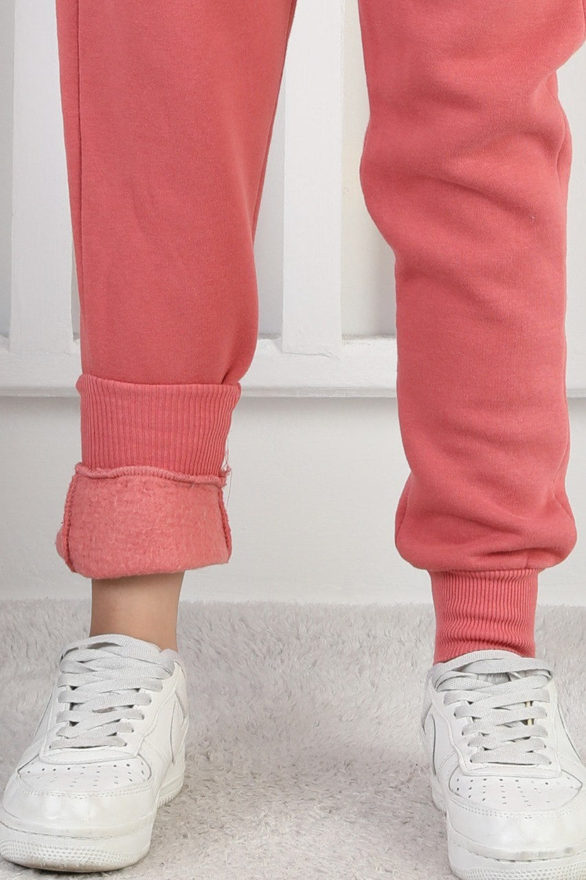 Şardonlu 3 İplik Düz Kız Çocuk Eşofman Altı