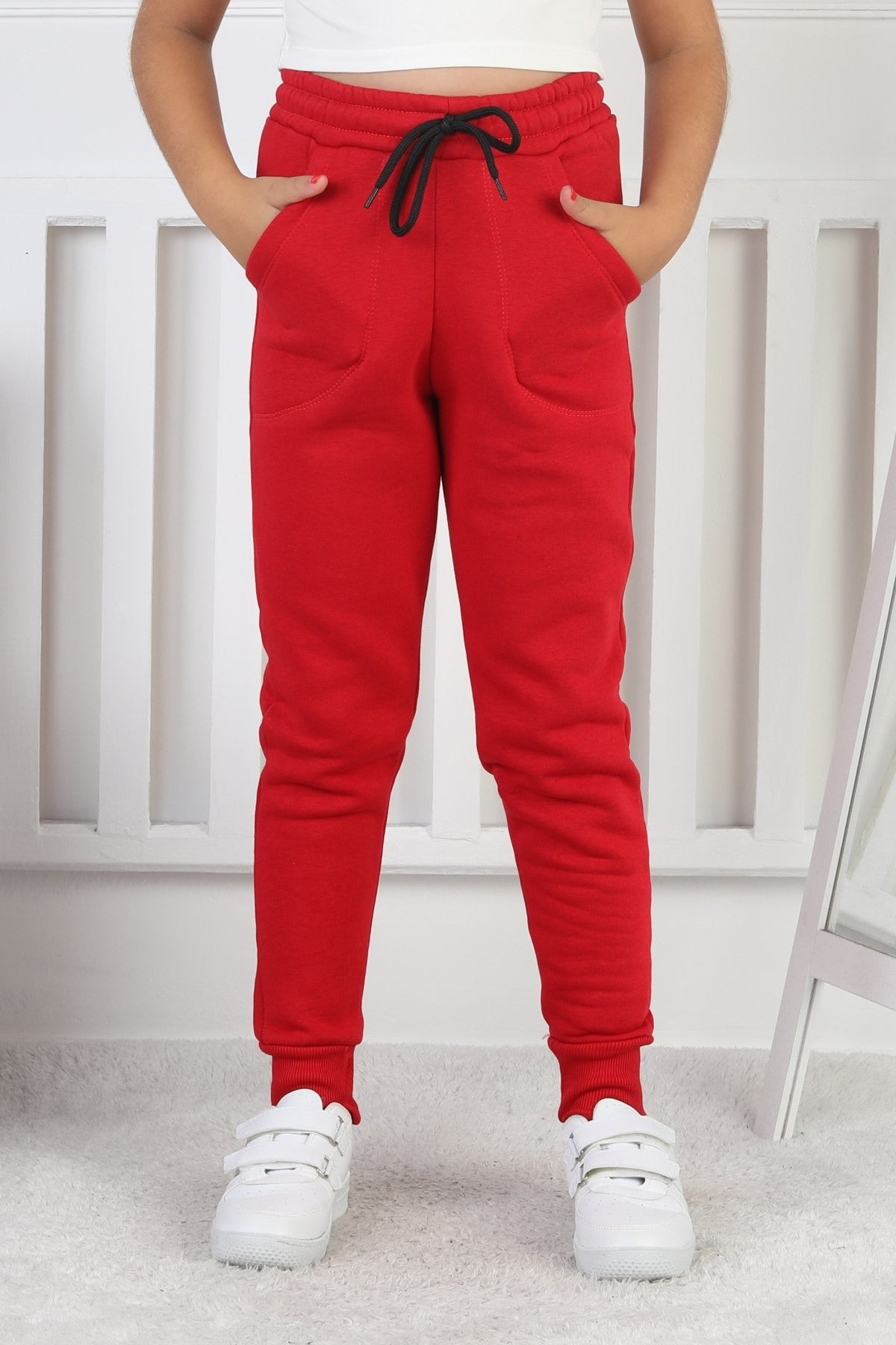 Şardonlu 3 İplik Düz Kız Çocuk Eşofman Altı