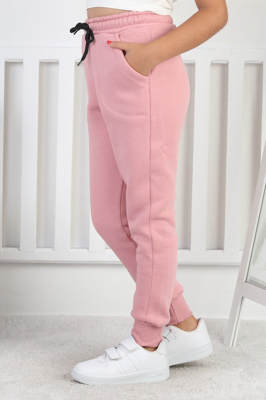 Şardonlu 3 İplik Düz Kız Çocuk Eşofman Altı