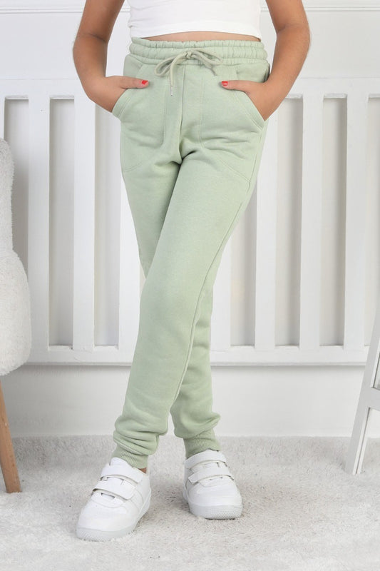 Şardonlu 3 İplik Düz Kız Çocuk Eşofman Altı