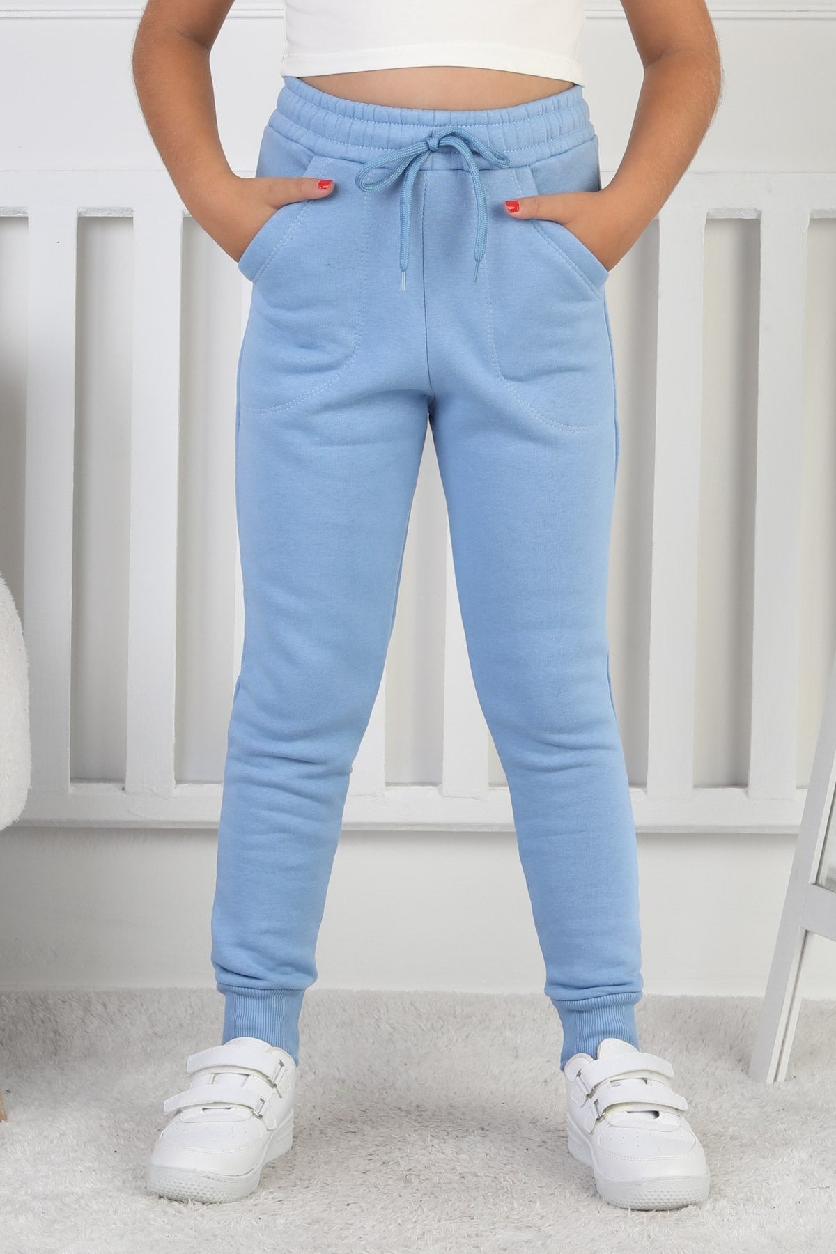 Şardonlu 3 İplik Düz Kız Çocuk Eşofman Altı