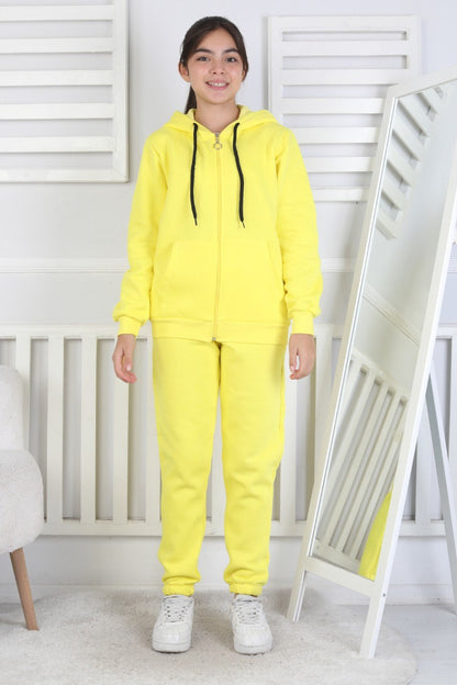 Şardonlu 3 İplik Kapşonlu Kız Çocuk Takım