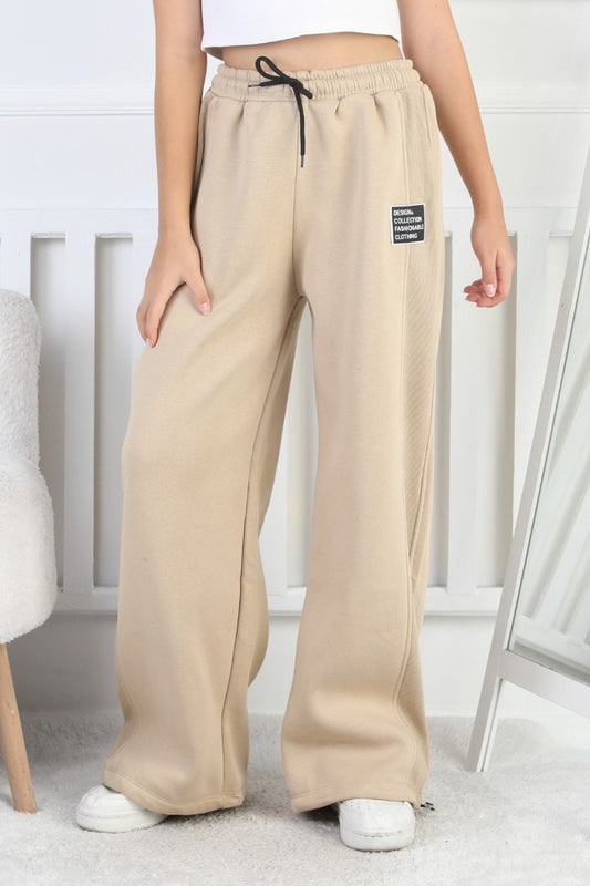 Şardonlu 3 İplik Paça Sıkmalı Kız Çocuk Eşofman Altı