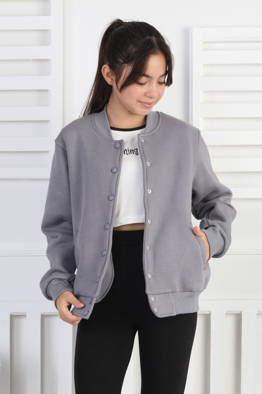 Şardonlu 3 İplik Çıtçıtlı Kız Çocuk Sweatshirt