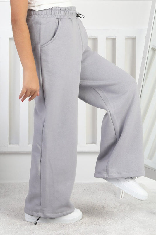 Şardonlu 3 İplik Paça Sıkmalı Kız Çocuk Eşofman Altı