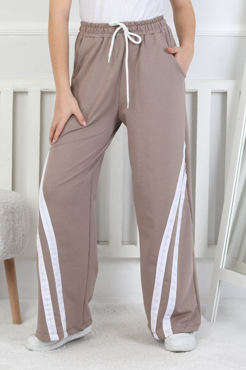 İki İplik Çapraz Çizgili Kız Çocuk Eşofman Altı