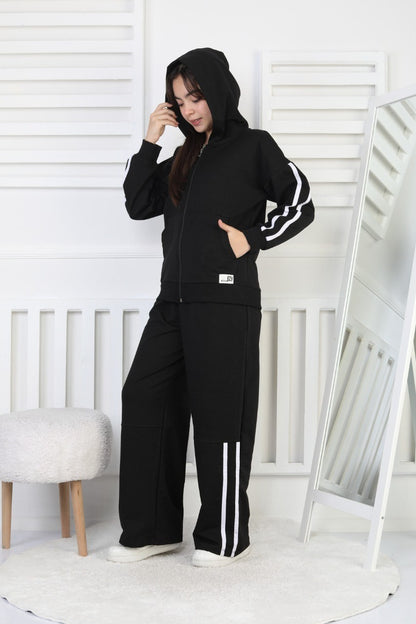 İki İplik Çizgili Kız Çocuk Takım