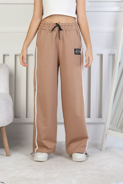 İki İplik Çizgili Kız Çocuk Eşofman Altı