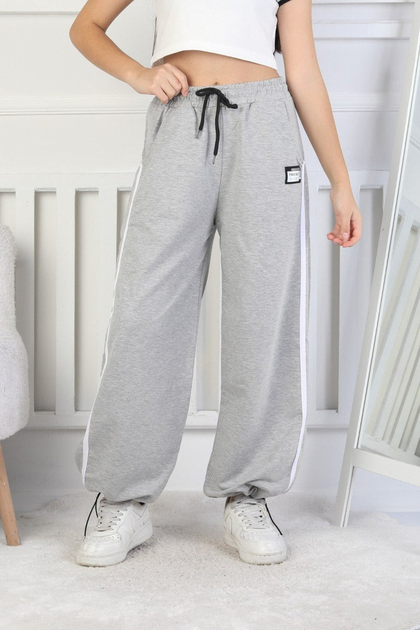 İki İplik Çizgili Kız Çocuk Eşofman Altı