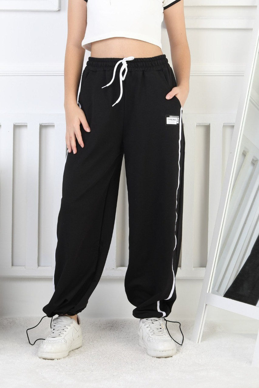 İki İplik Çizgili Kız Çocuk Eşofman Altı