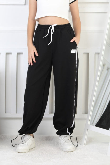 İki İplik Çizgili Kız Çocuk Eşofman Altı