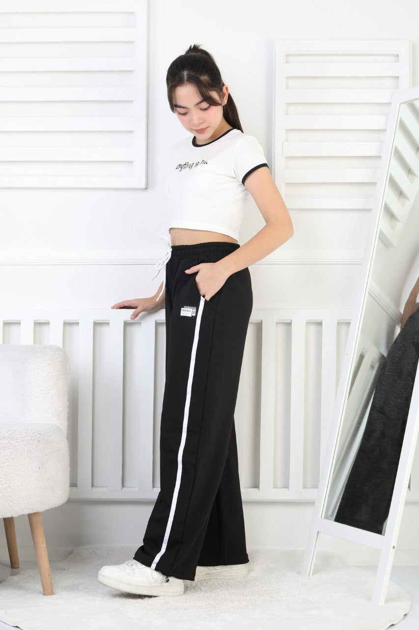 İki İplik Çizgili Kız Çocuk Eşofman Altı