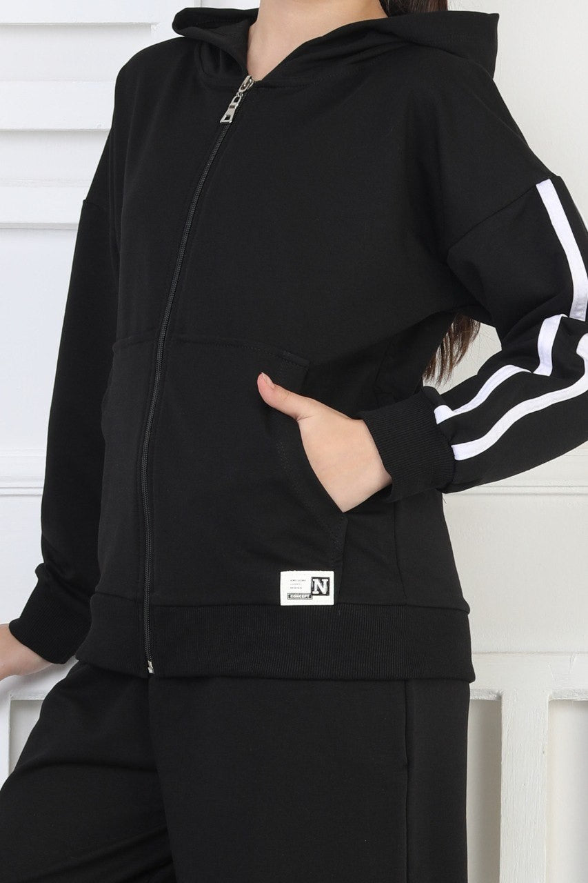 İki İplik Çizgili Kız Çocuk Takım