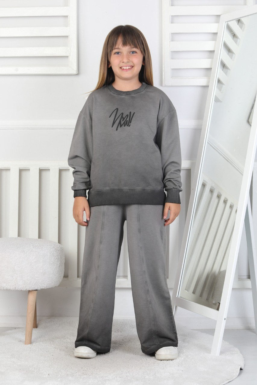 İki İplik Yıkamalı Baskılı Kız Çocuk Takım