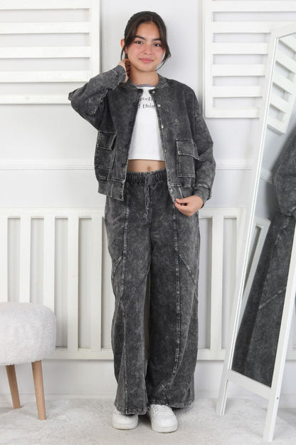 İki İplik Yıkamalı Kolej Yaka Kız Çocuk Takım