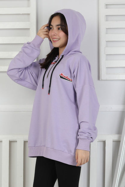 Baskılı Fermuarlı Kapüşonlu Kız Çocuk Sweatshirt