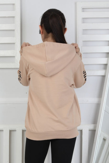 Baskılı Kapüşonlu Kız Çocuk Sweatshirt