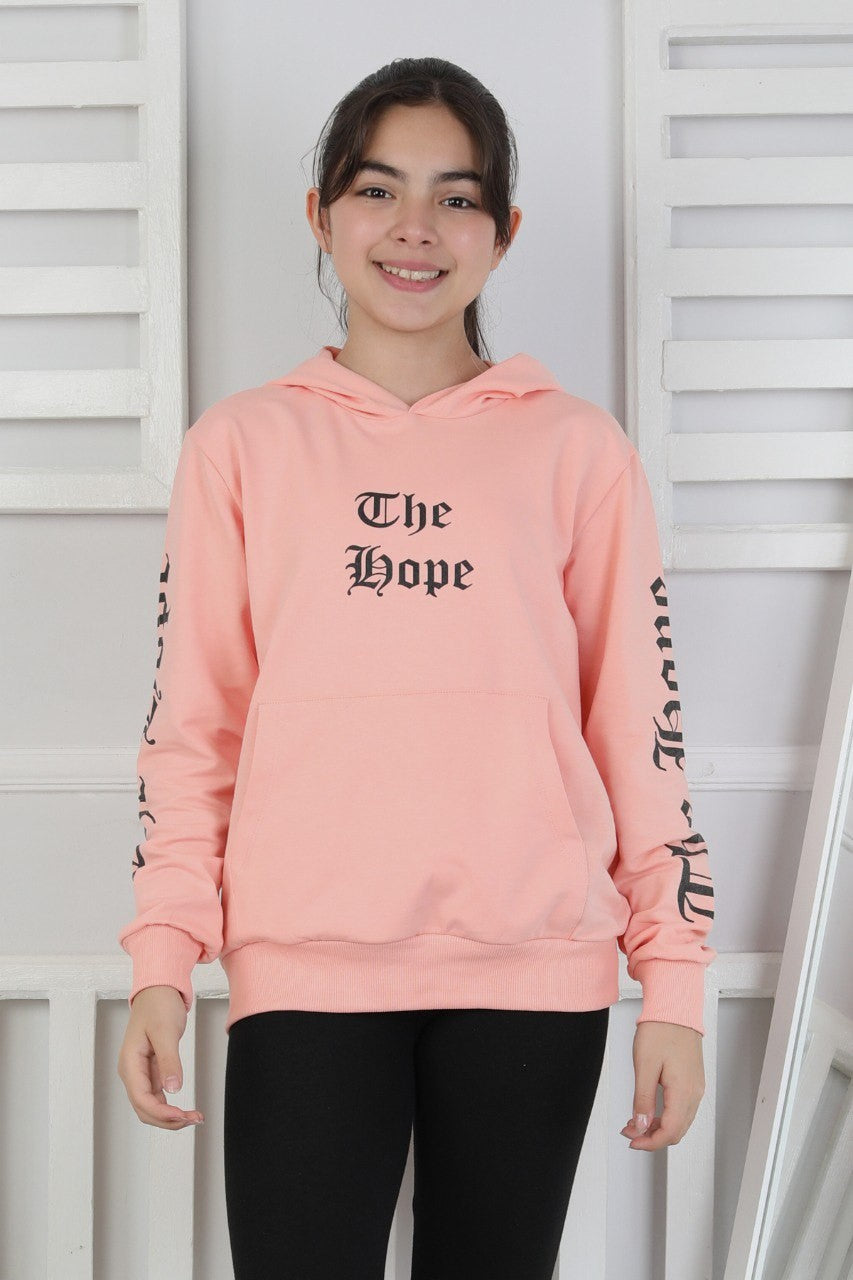 Baskılı Kapüşonlu Kız Çocuk Sweatshirt
