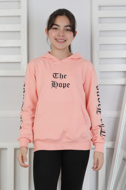 Baskılı Kapüşonlu Kız Çocuk Sweatshirt