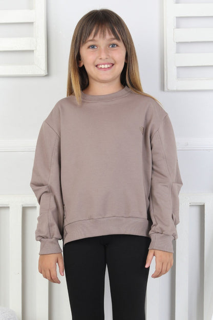 Baskılı Yanı Yırtmaçlı Kız Çocuk Sweatshirt