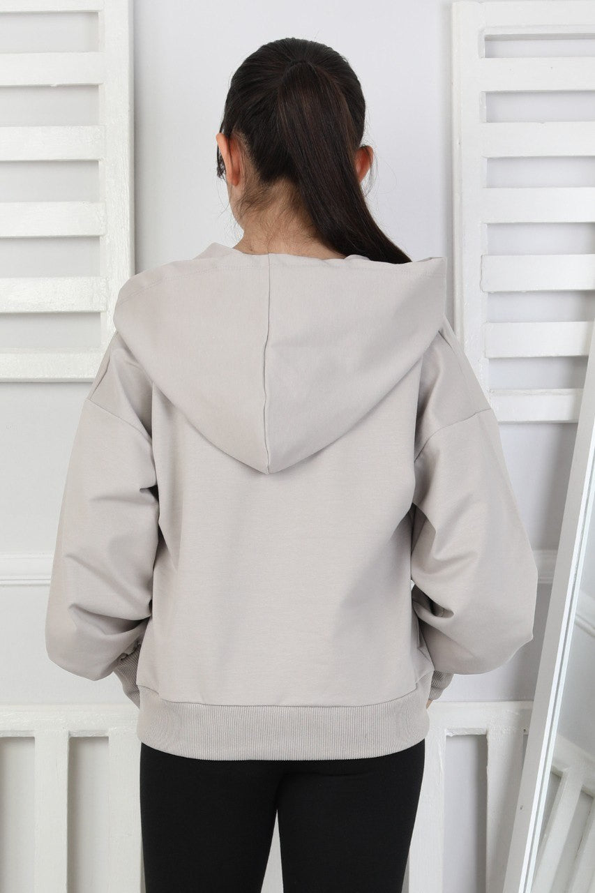 Baskılı Kapüşonlu Kız Çocuk Sweatshirt