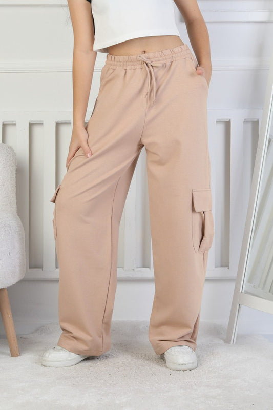 İki İplik Kargo Çepli Kız Çocuk Eşofman Altı