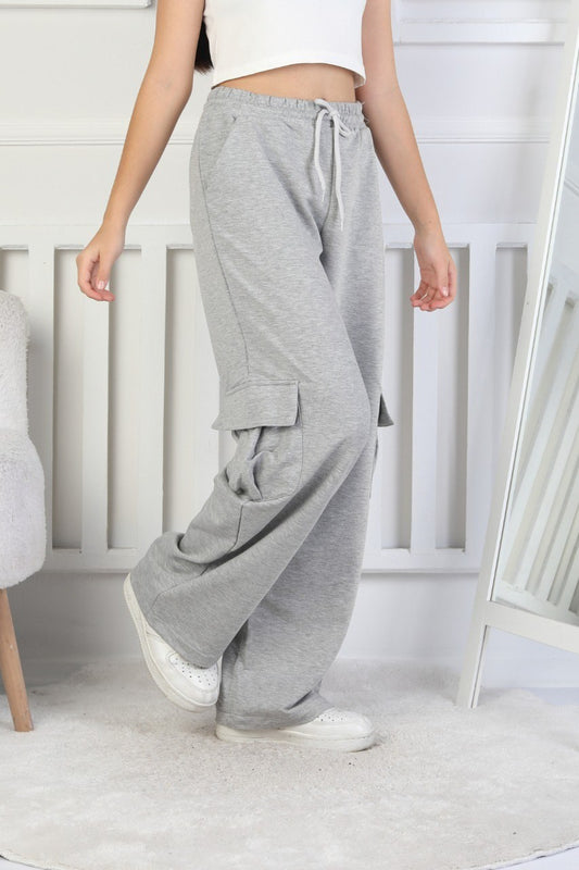 İki İplik Kargo Çepli Kız Çocuk Eşofman Altı