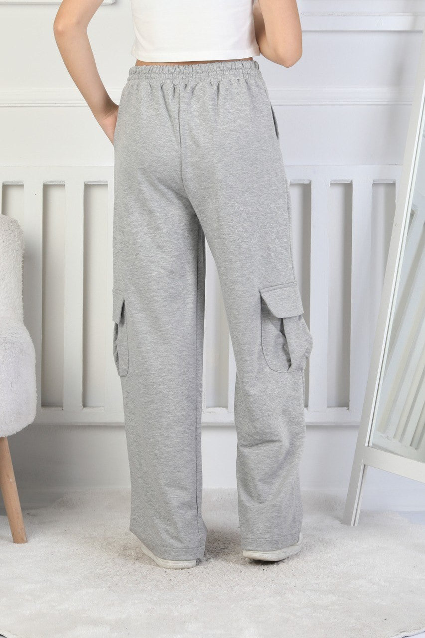 İki İplik Kargo Çepli Kız Çocuk Eşofman Altı