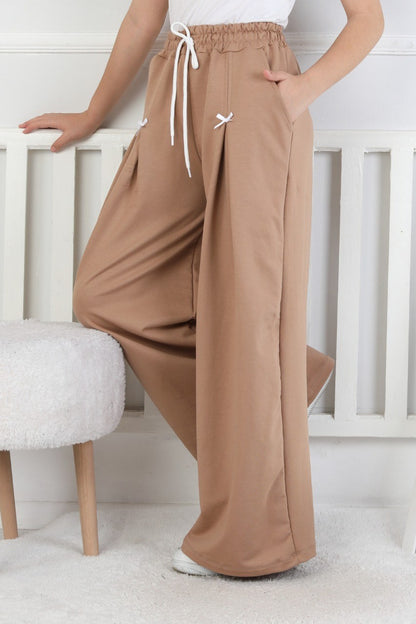 Bol Paça Cepli Baskılı Kız Çocuk Eşofman Altı