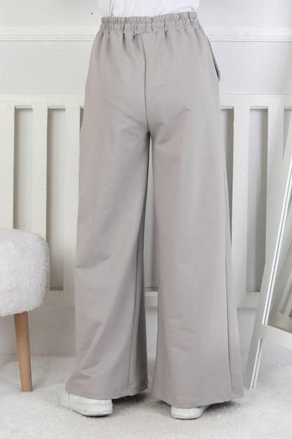 Bol Paça Cepli Baskılı Kız Çocuk Eşofman Altı