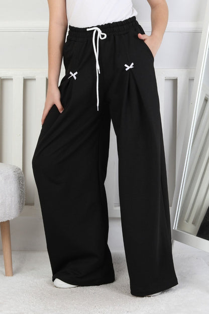 Bol Paça Cepli Baskılı Kız Çocuk Eşofman Altı