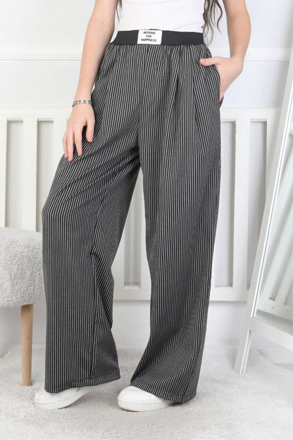 Bol Paça Dik Çizgili Kız Çocuk Eşofman Altı