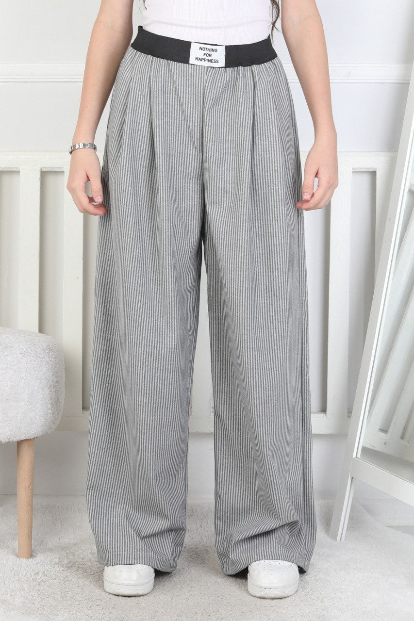 Bol Paça Dik Çizgili Kız Çocuk Eşofman Altı