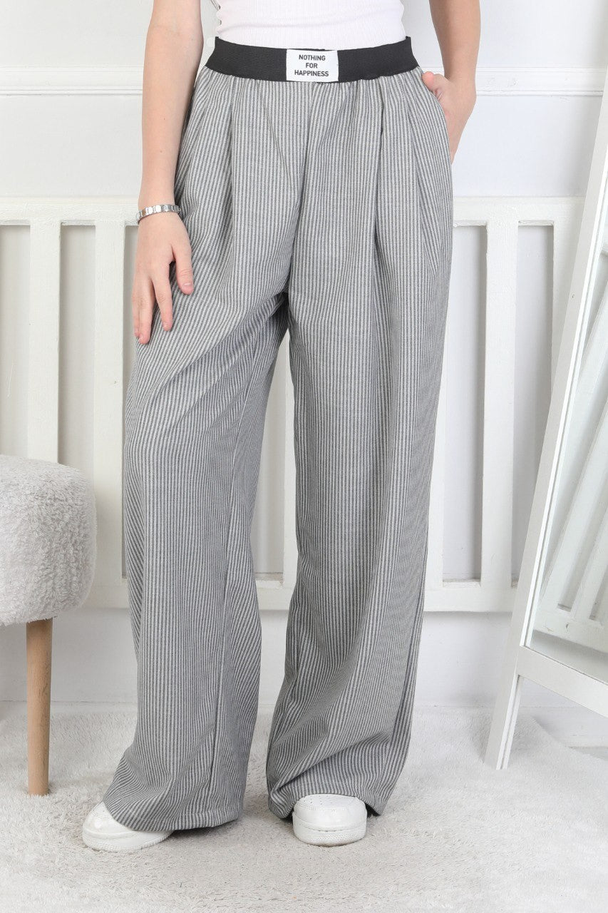 Bol Paça Dik Çizgili Kız Çocuk Eşofman Altı