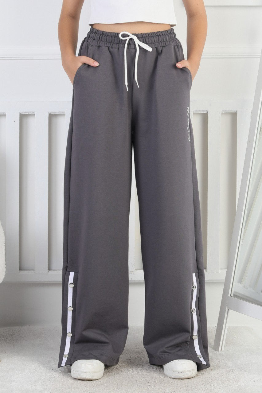 İki İplik Çıtçıtlı Bol Paça Kız Çocuk Eşofman Altı