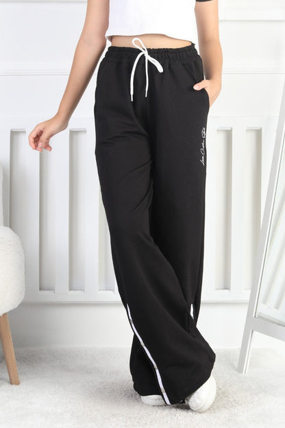 İki İplik Çıtçıtlı Bol Paça Kız Çocuk Eşofman Altı