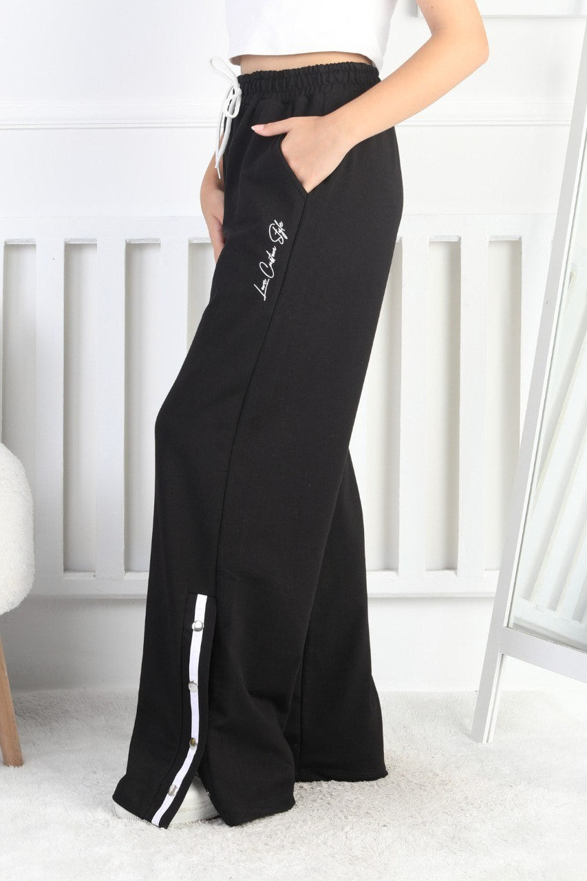 İki İplik Çıtçıtlı Bol Paça Kız Çocuk Eşofman Altı