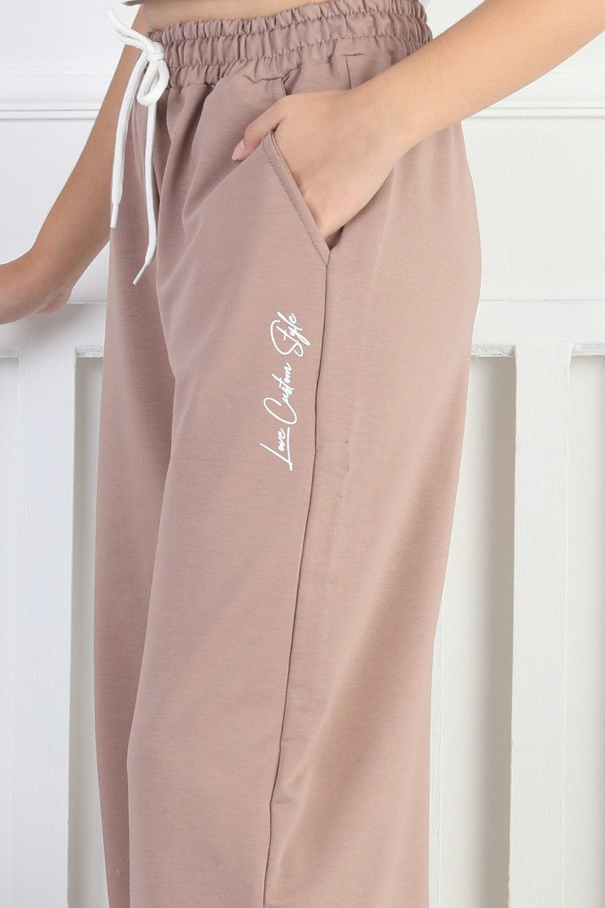 İki İplik Çıtçıtlı Bol Paça Kız Çocuk Eşofman Altı