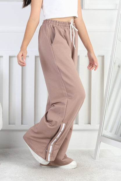 İki İplik Çıtçıtlı Bol Paça Kız Çocuk Eşofman Altı